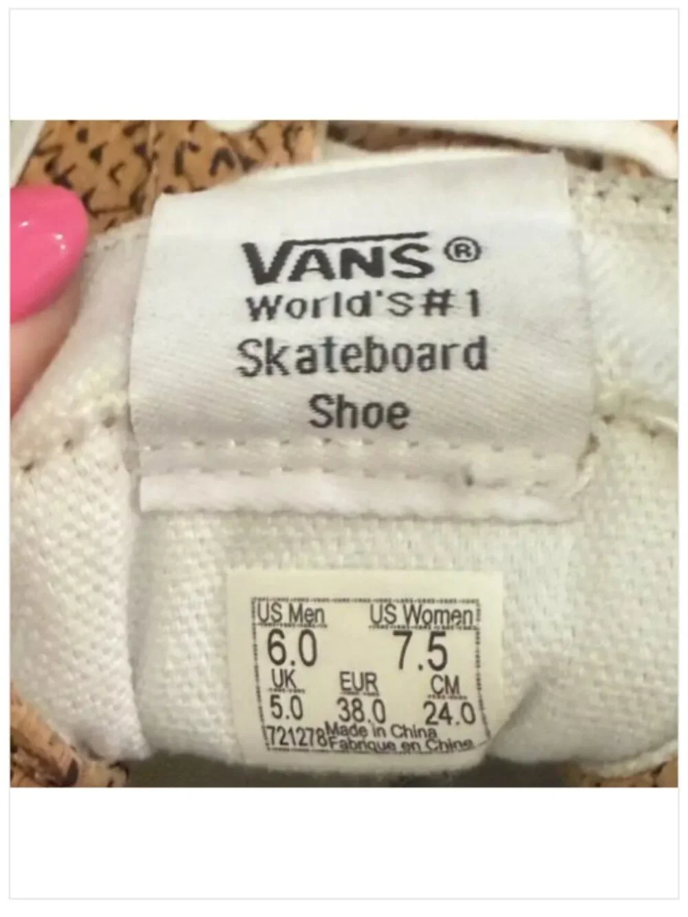 VANS Sk8 Hi Slim Embossed Cork High Top Sneakers Size 7.5 W/6‎ M